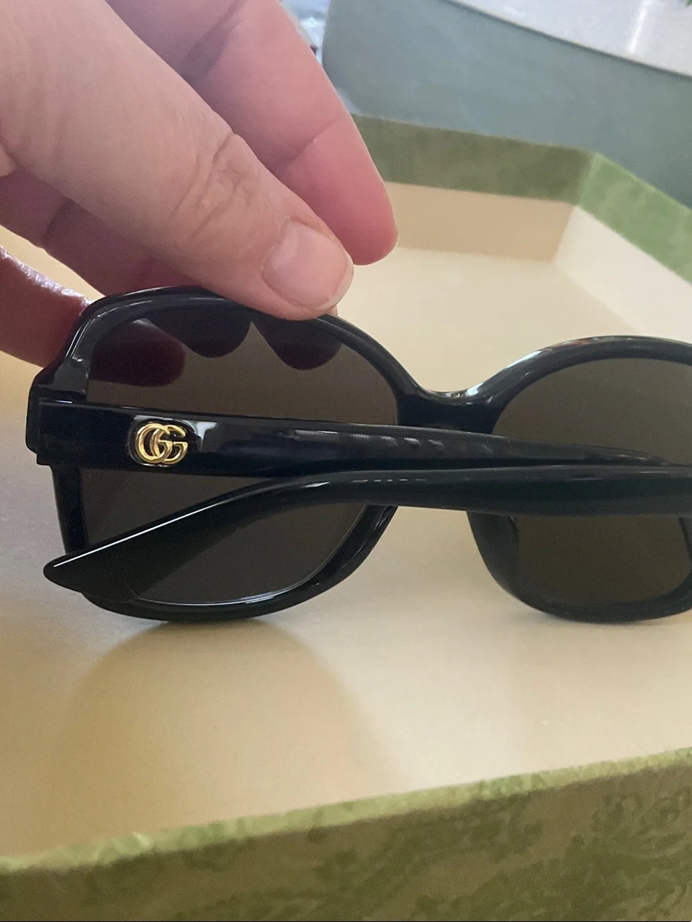 Gucci Black Gradient Butterfly Sunglasses with Gold Logo Accent